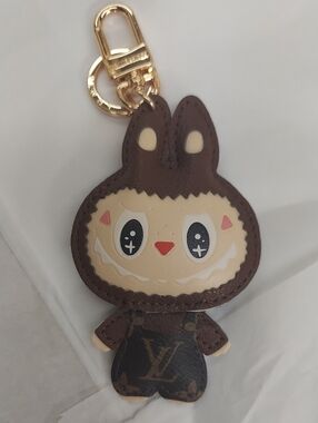 Brand new upcycled Louis Vuitton Brown labubu Key chain bag charm